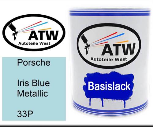 Porsche, Iris Blue Metallic, 33P: 1L Lackdose, von ATW Autoteile West.